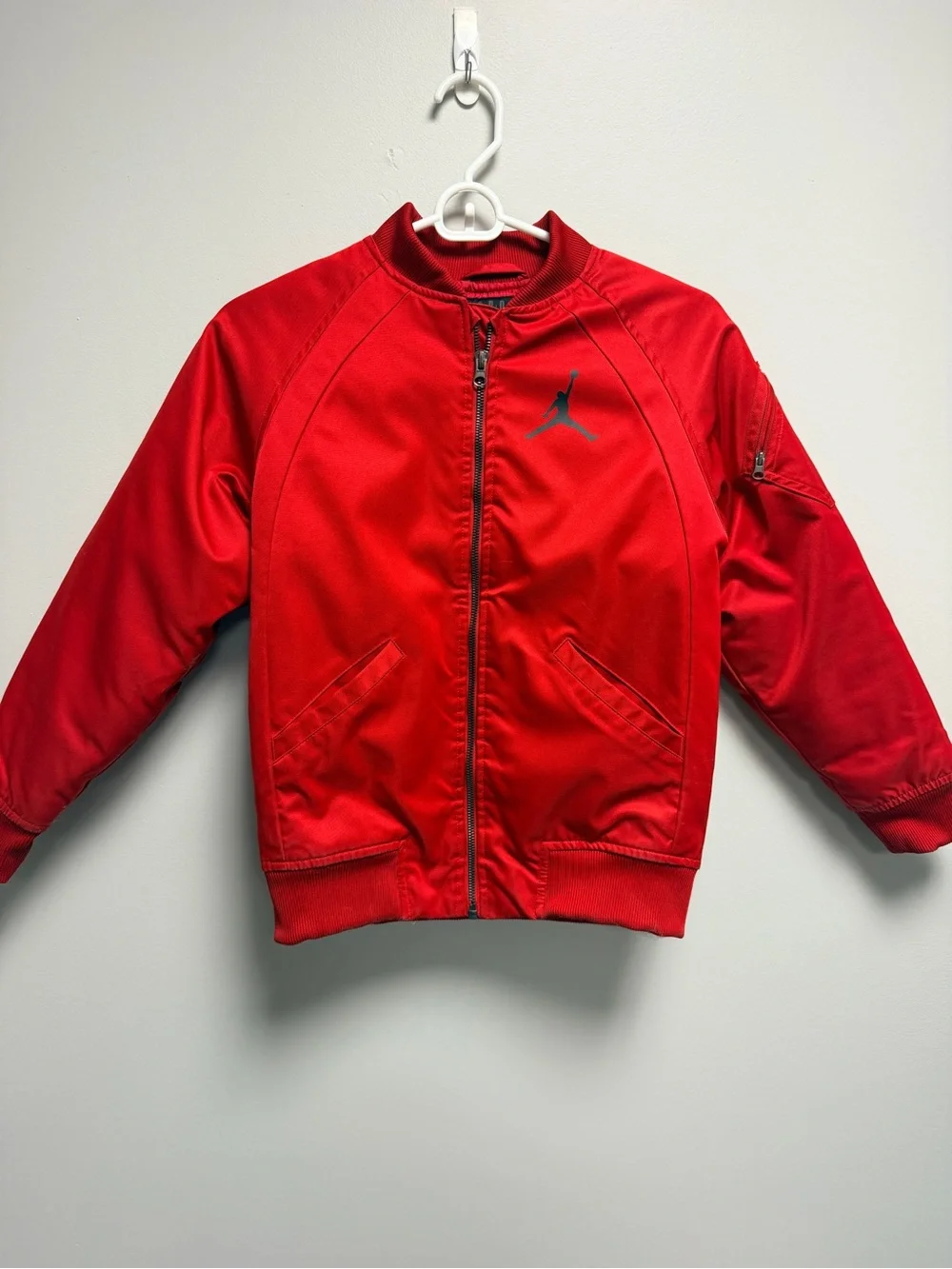 Jordan Kids Red Zip-Up Puffer Bomber Jacket